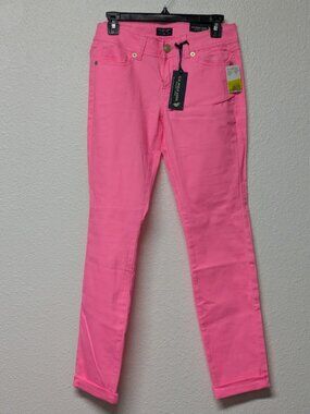 U.S. POLO ASSN. Women's Neon Pink Five-Pocket Folded Hem Skinny Jeans - 5/6